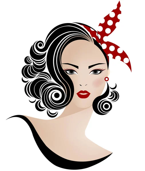 Жіноча Піктограма Стилю Короткого Волосся Логотип Жінок Білому Тлі — стоковий вектор