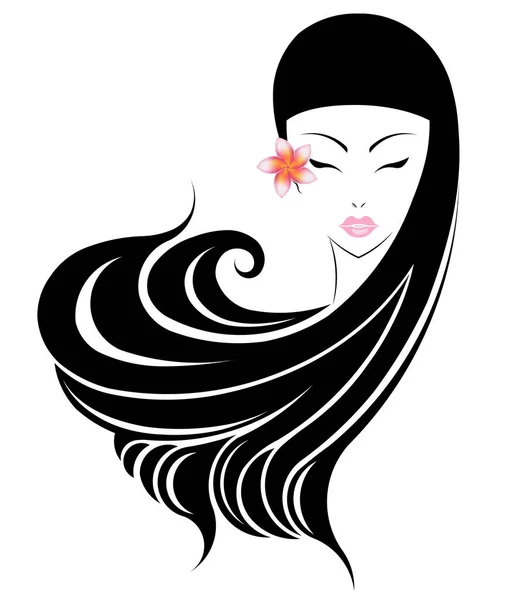 Icono Estilo Pelo Largo Las Mujeres Logotipo Las Mujeres Cara — Vector de stock