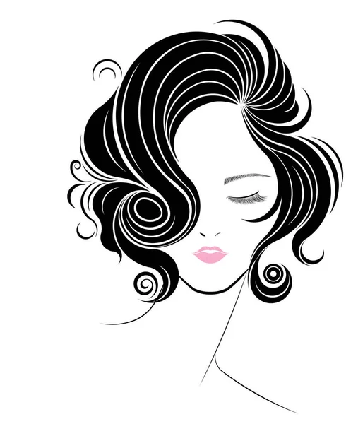 Icono Estilo Pelo Corto Las Mujeres Logotipo Las Mujeres Sobre — Vector de stock