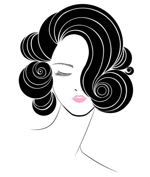 Icône Style Cheveux Courts Logo Femmes Visage — Image vectorielle