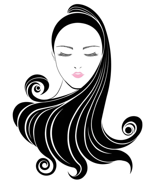 Icono Estilo Pelo Largo Logo Mujer Cara — Archivo Imágenes Vectoriales