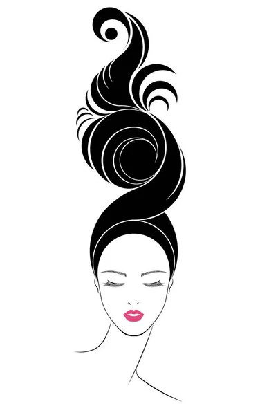 长发造型图标 标志女性面容 — 图库矢量图片