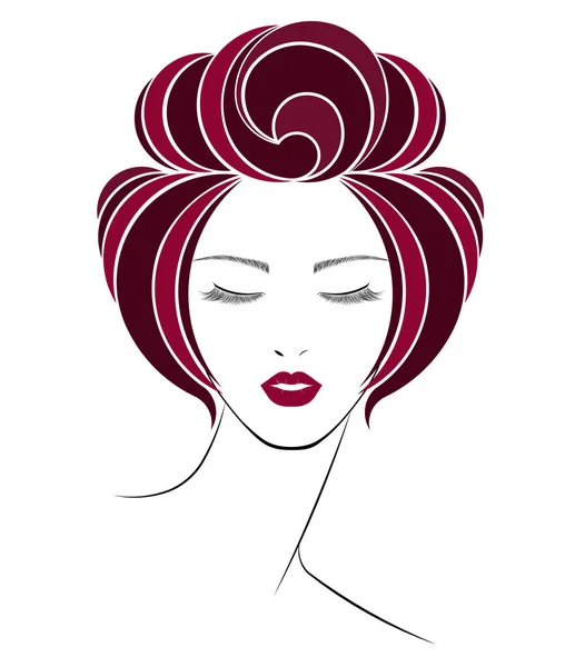 Icône Style Cheveux Courts Logo Femmes Visage — Image vectorielle