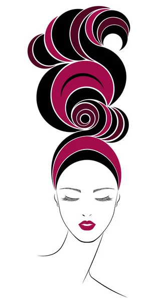 Długa Ikona Fryzury Logo Kobiet Twarz — Wektor stockowy