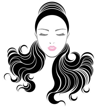 uzun saç stili ikonu, logo kadın yüzü