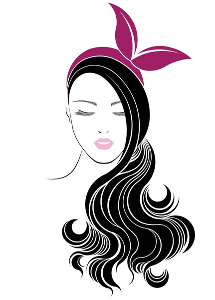 Icono Estilo Pelo Largo Logo Mujer Cara — Vector de stock