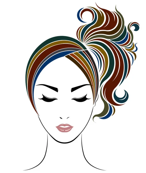 Icône Style Cheveux Queue Cheval Logo Femmes Visage — Image vectorielle