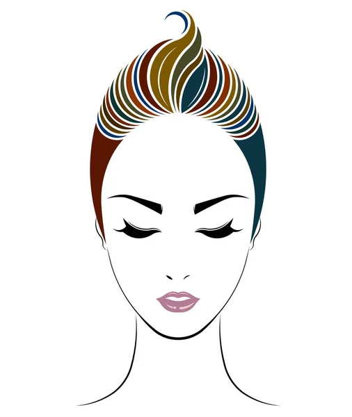 Icono Estilo Pelo Corto Logotipo Las Mujeres Cara — Vector de stock