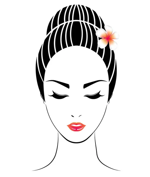 Icono Estilo Pelo Corto Logotipo Las Mujeres Cara — Vector de stock