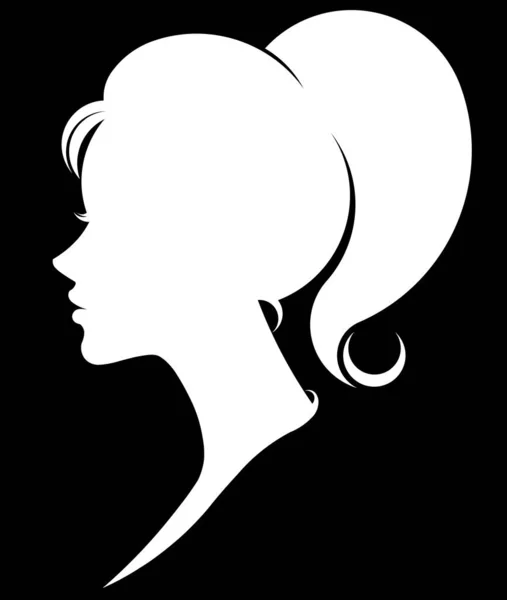 黑色背景上女性轮廓图标的说明性矢量 — 图库矢量图片