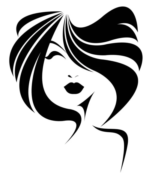 Icône Style Cheveux Courts Logo Femmes Visage Sur Fond Blanc — Image vectorielle