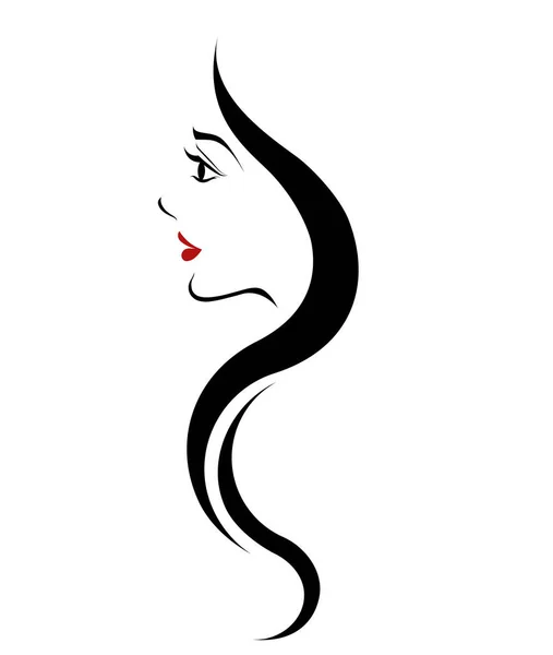 Długa Ikona Fryzury Logo Kobiet Twarz — Wektor stockowy