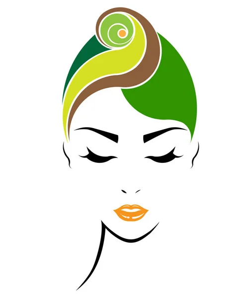 Krátké Vlasy Styl Ikona Logo Ženy Tvář — Stockový vektor