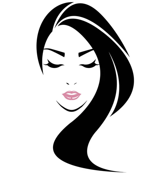 长发造型图标 标志女性面容 — 图库矢量图片