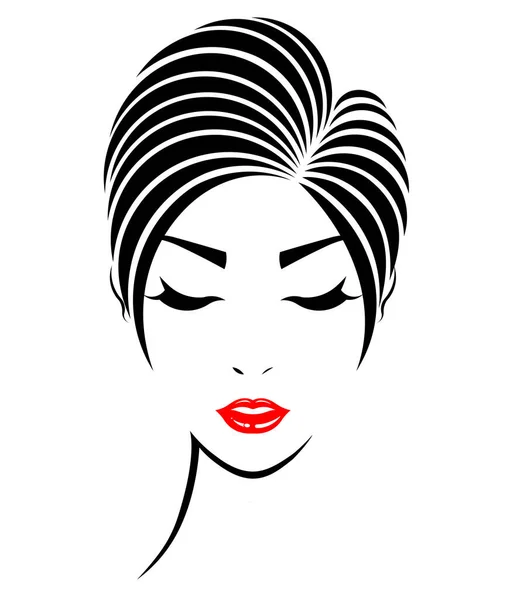 短发造型图标 标志女性面容 — 图库矢量图片