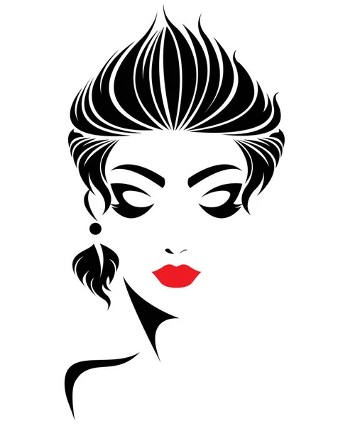 Frauen Kurzhaarstil Ikone Logo Frauen Gesicht — Stockvektor