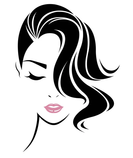 Femme Courte Icône Style Cheveux Logo Femmes Visage — Image vectorielle