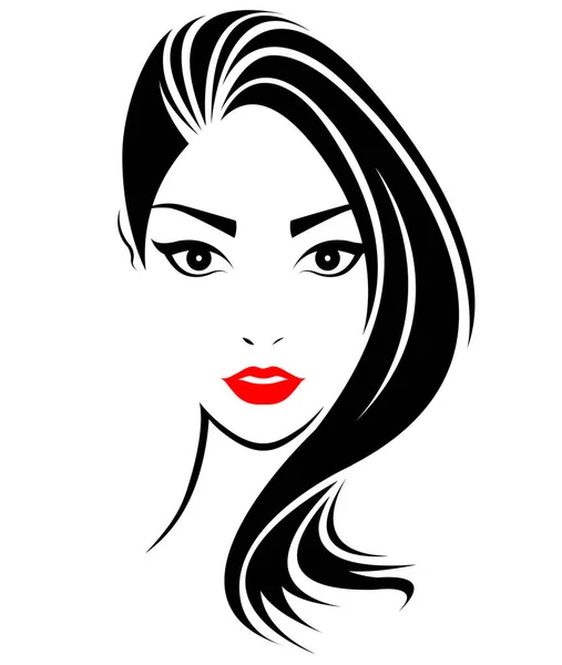 Ikona Długich Włosów Kobiet Logo Kobiet Twarz — Wektor stockowy