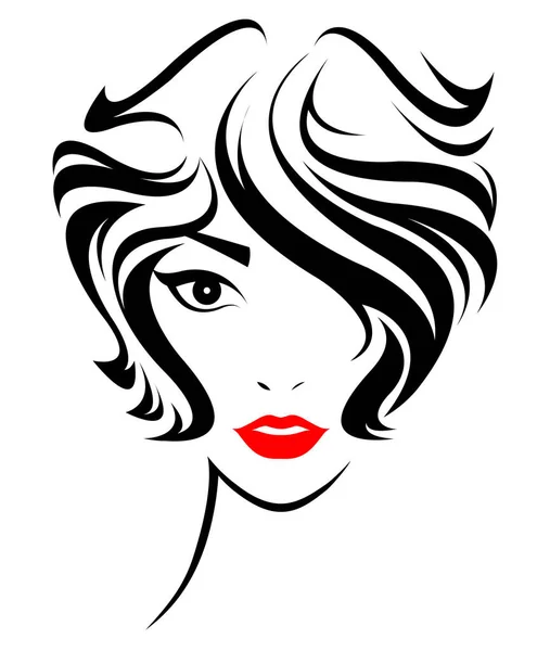 Femme Courte Icône Style Cheveux Logo Femmes Visage — Image vectorielle