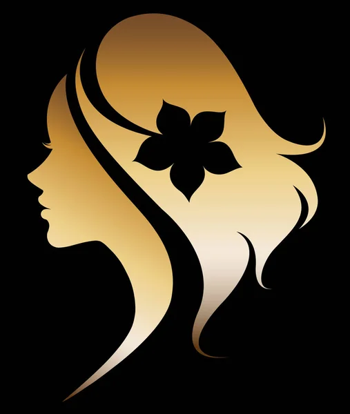 黒の背景に女性のシルエットのアイコンのイラストベクトル — ストックベクタ