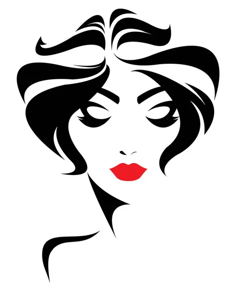 Γυναίκες Εικονίδιο Στυλ Μαλλιών Λογότυπο Γυναίκες Πρόσωπο — Διανυσματικό Αρχείο