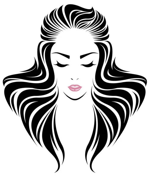Icône Style Cheveux Longs Logo Femmes Visage — Image vectorielle