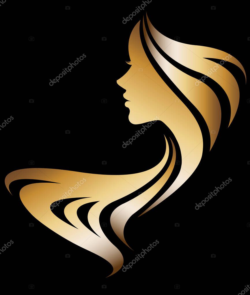 Illustration vector of women silhouette icon on black background