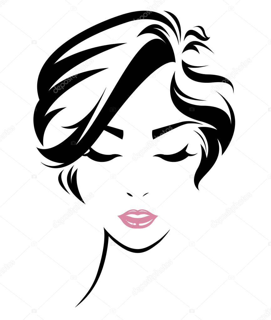 women hair style icon, logo women face