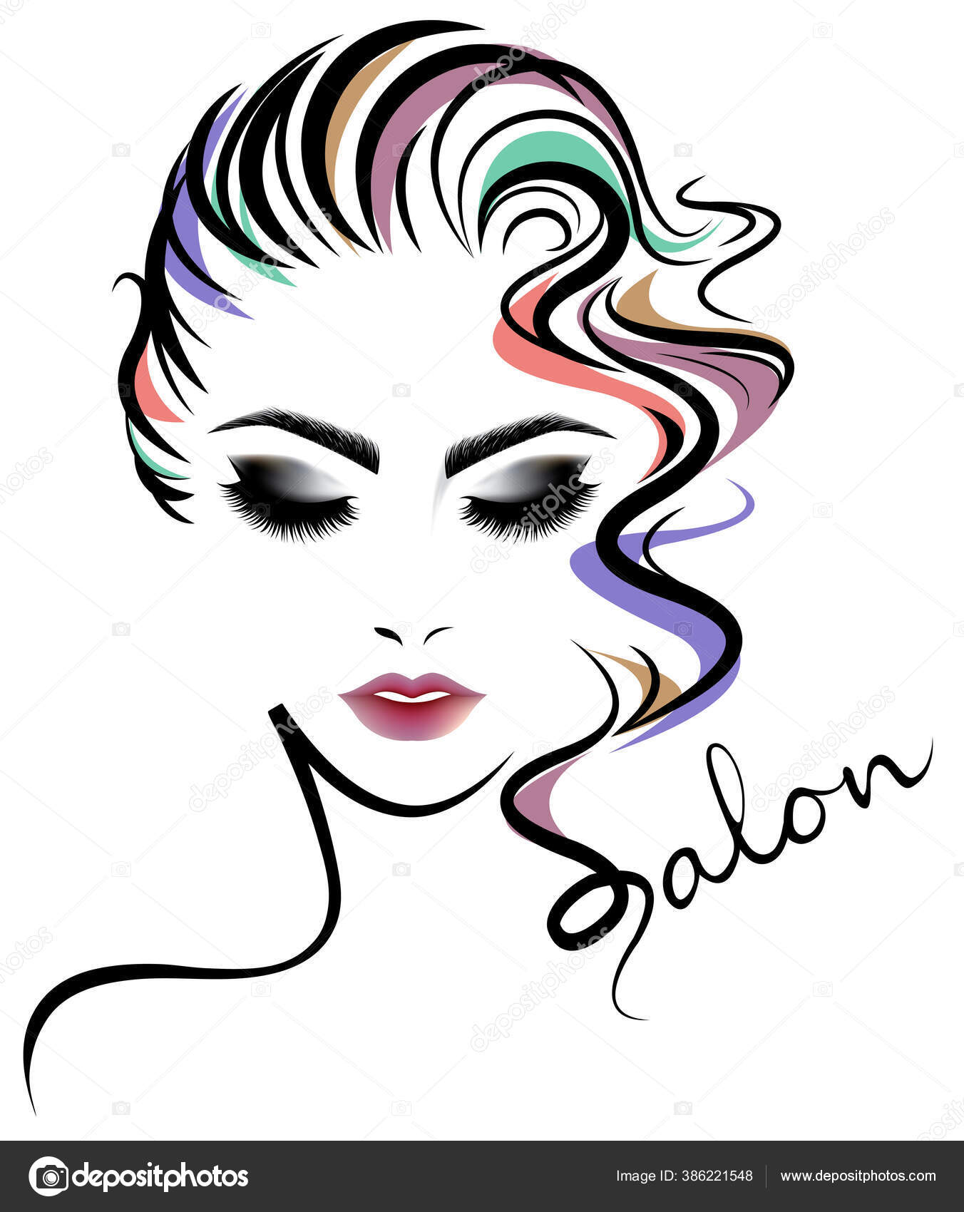 Ikon Gaya Rambut Pendek Wanita Logo Wanita Wajah Latar Belakang