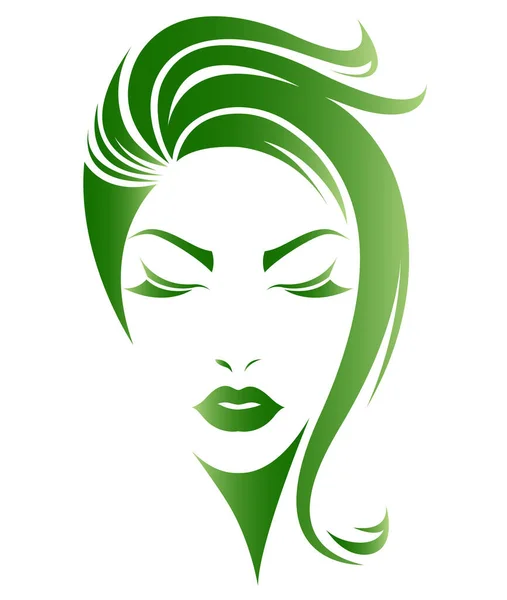 Икона Короткие Волосы Женщины Стиль Логотип Женщины Лицо — стоковый вектор
