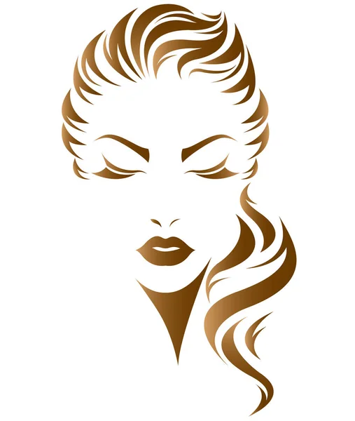 Женщины Длинные Волосы Икона Стиль Логотип Женщины Лицо — стоковый вектор