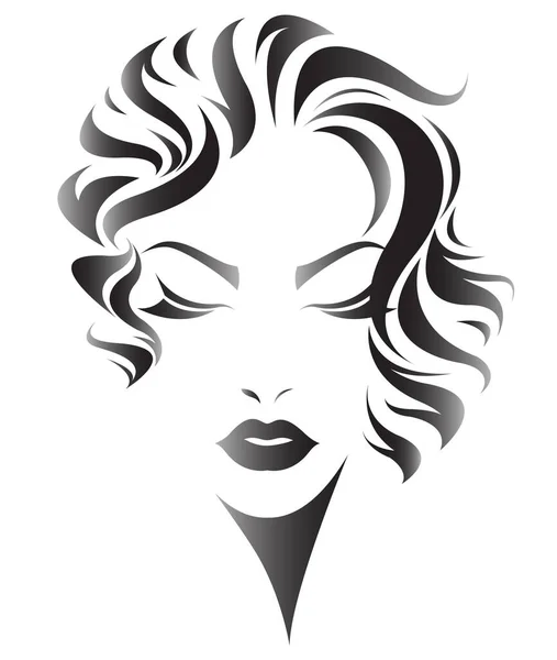 Femme Courte Icône Style Cheveux Logo Femmes Visage — Image vectorielle