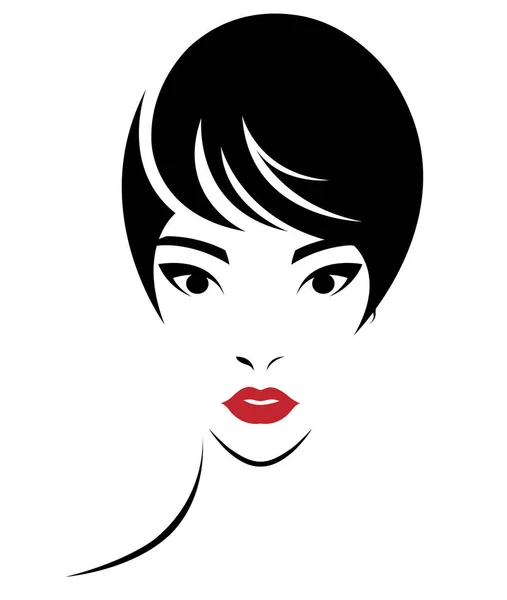 Frauen Kurzhaarstil Ikone Logo Frauen Gesicht Auf Weißem Hintergrund — Stockvektor