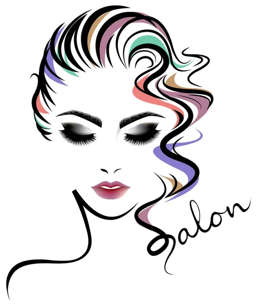 Femme Courte Icône Style Cheveux Logo Femmes Visage Sur Fond — Image vectorielle