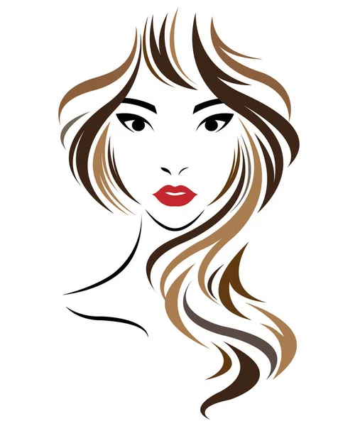 Icono Estilo Pelo Largo Las Mujeres Logotipo Las Mujeres Cara — Vector de stock