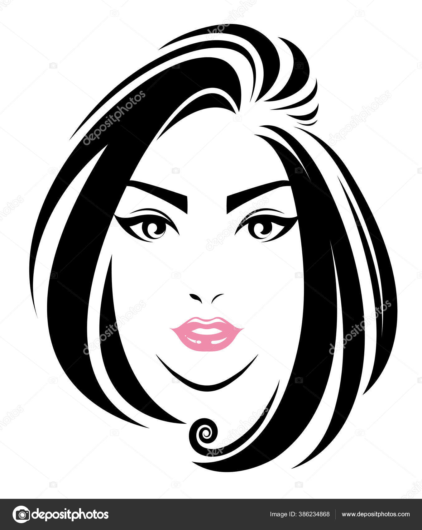 Women Short Hair Style Icon Logo Women Face White Background Stock Vector  Image by ©Bignoze #386234868