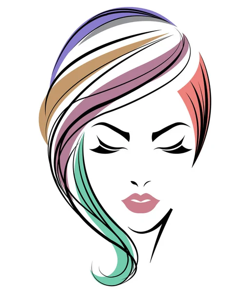 Icono Estilo Pelo Corto Las Mujeres Logotipo Las Mujeres Cara — Vector de stock