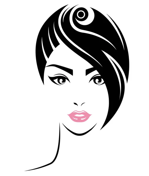 Икона Короткие Волосы Женщины Стиль Логотип Женщины Лицо Белом Фоне — стоковый вектор