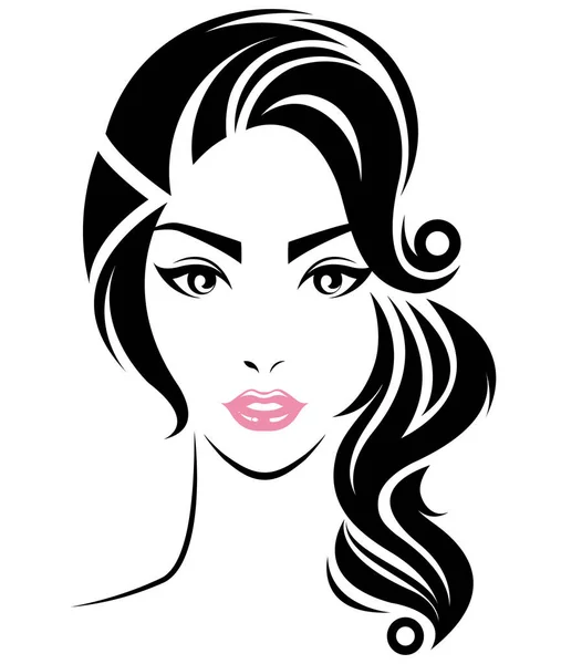 Icono Estilo Pelo Largo Las Mujeres Logotipo Las Mujeres Cara — Archivo Imágenes Vectoriales