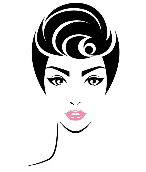 Icono Estilo Pelo Corto Las Mujeres Logotipo Las Mujeres Cara — Vector de stock