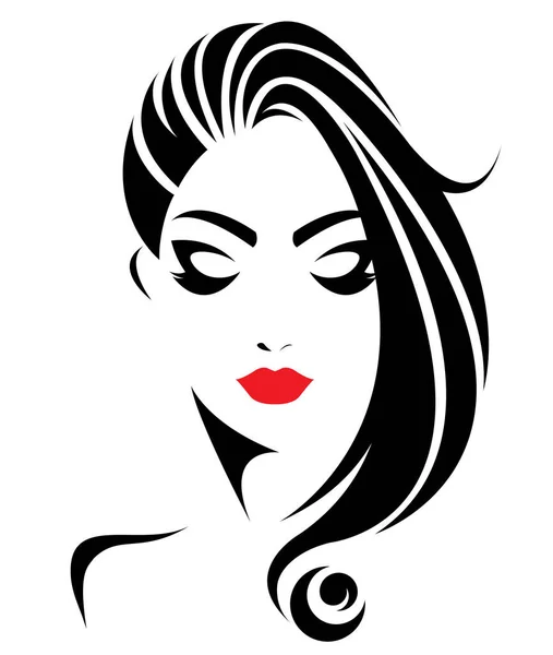 Kadınlar Uzun Saç Stili Ikonu Logo Kadınları Beyaz Arka Planda — Stok Vektör