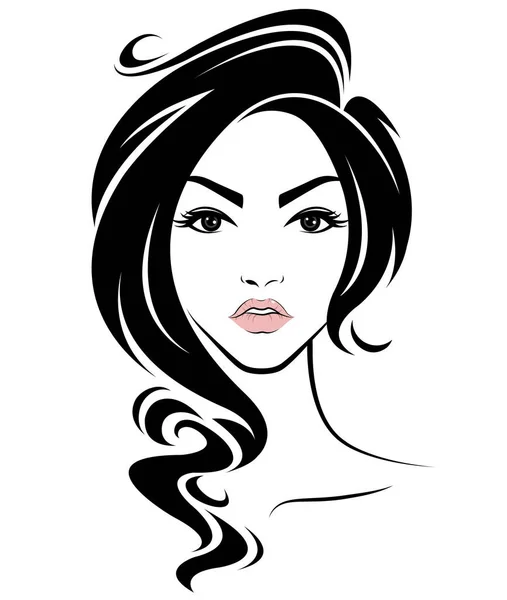 Ikona Kobiet Długich Włosów Logo Kobiet Twarz Białym Tle — Wektor stockowy