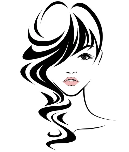 Femme Longue Icône Style Cheveux Logo Femmes Visage Sur Fond — Image vectorielle