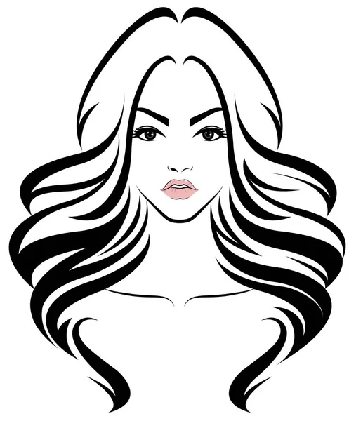 Ikon Gaya Rambut Panjang Wanita Logo Wanita Wajah Latar Belakang - Stok Vektor
