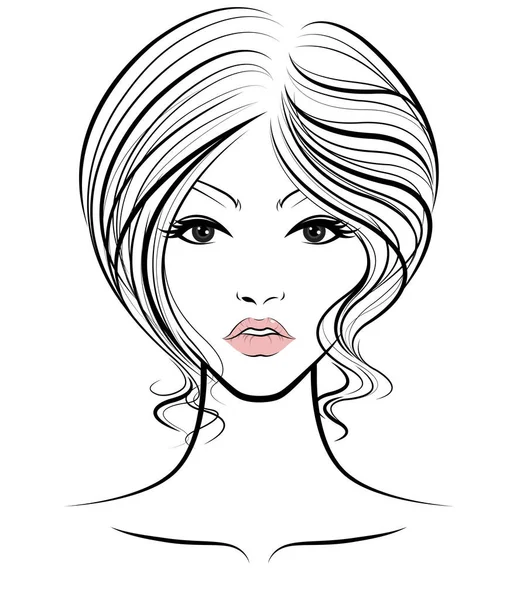 Icono Estilo Pelo Corto Las Mujeres Logotipo Las Mujeres Cara — Vector de stock