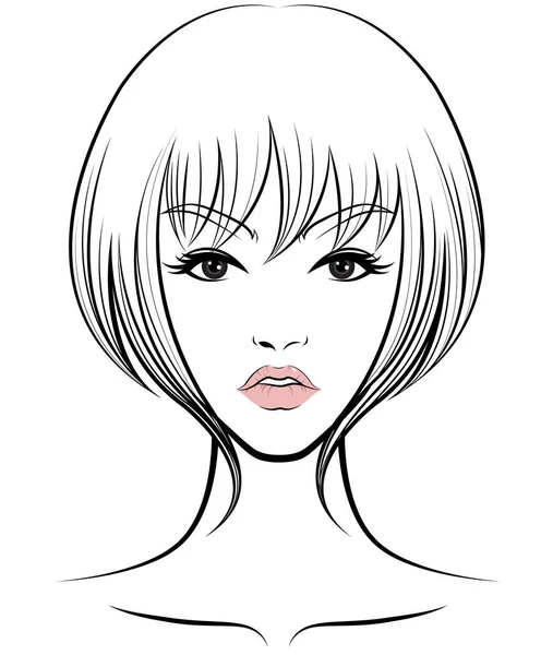 Women Short Hair Style Icon Logo Women Face White Background — Stock Vector