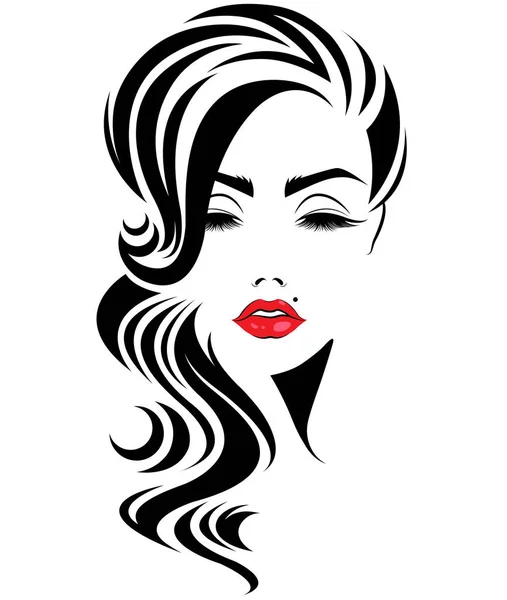 Icono Estilo Pelo Largo Las Mujeres Logotipo Las Mujeres Cara — Vector de stock