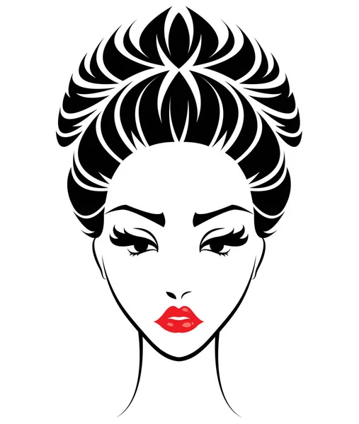 Femmes Bun Icône Style Cheveux Logo Femmes Visage Sur Fond — Image vectorielle