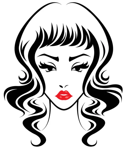 Kadınlar Uzun Saç Stili Ikonu Logo Kadınları Beyaz Arka Planda — Stok Vektör