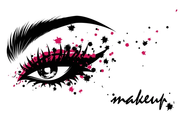 Illustration Maquillage Des Yeux Front Sur Fond Blanc — Image vectorielle